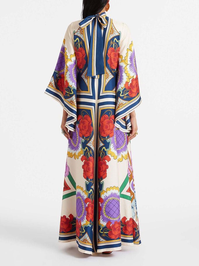 Contrast Floral Print Maxi Dress - TheBohoBloom
