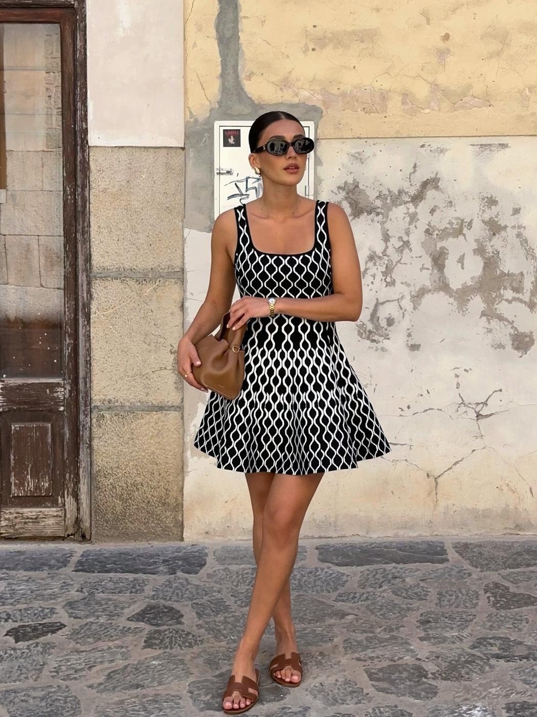 Sleek Motion Wave Mini Dress - TheBohoBloom