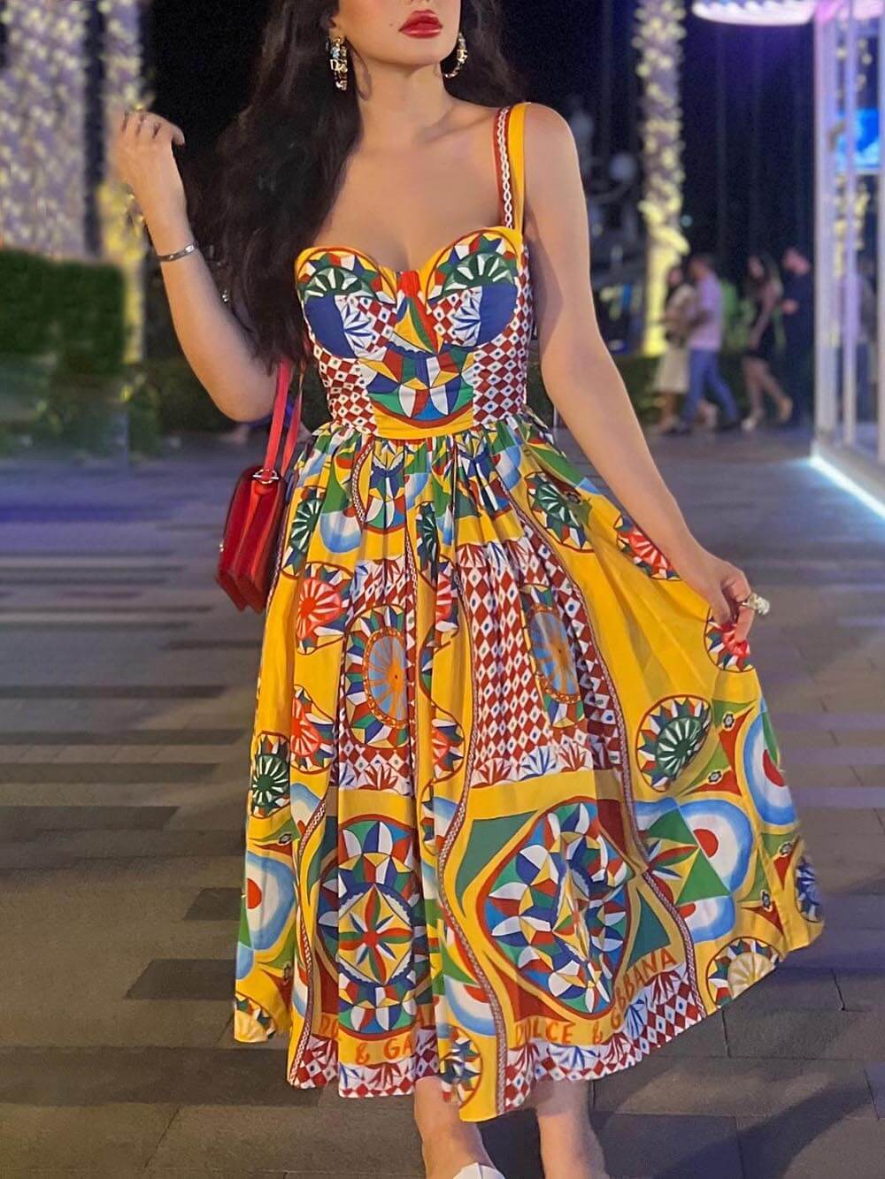 Exotic Sunset Backless Midi Dress - TheBohoBloom