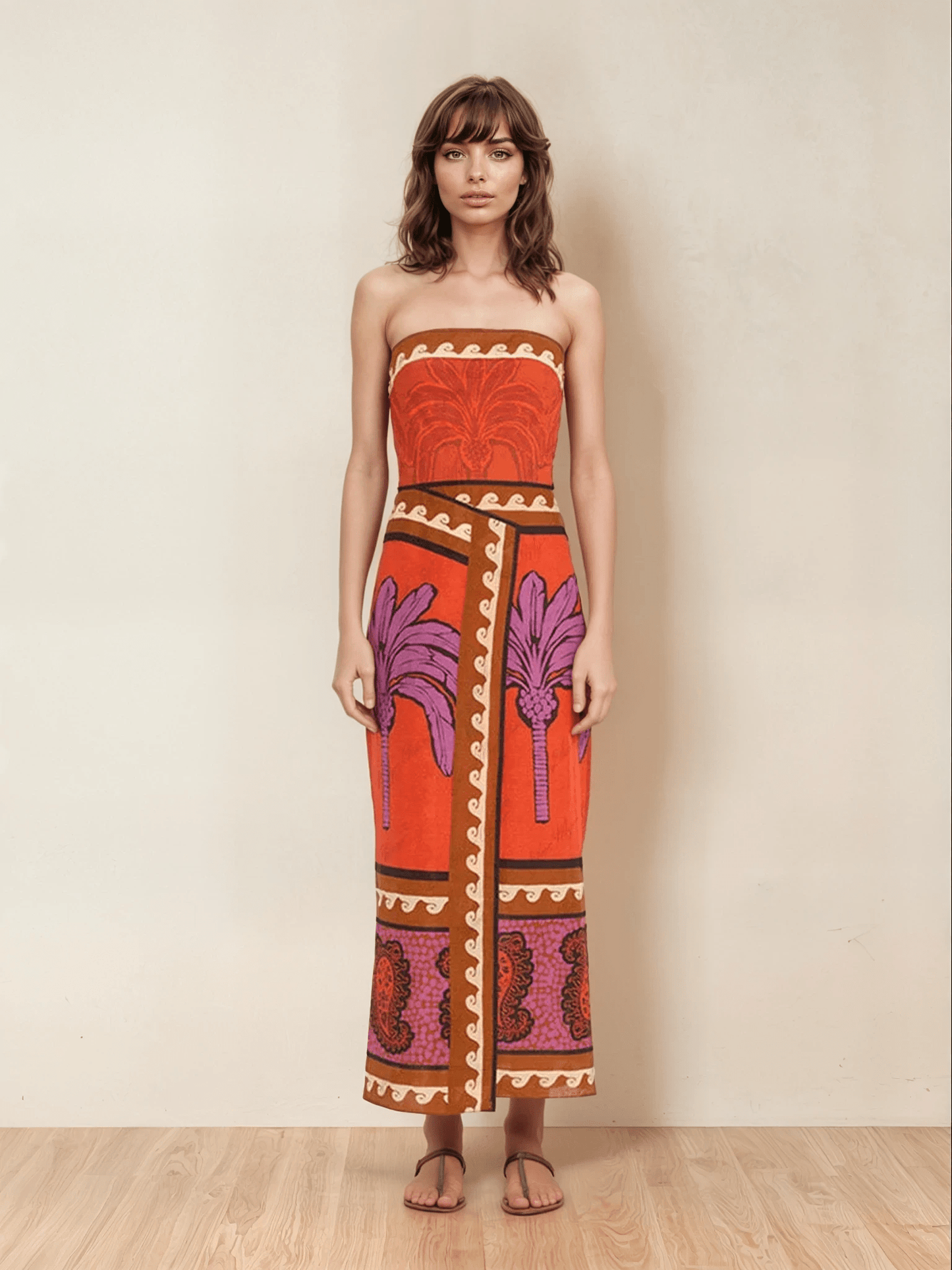 Palm Paradise Floral Midi Dress - TheBohoBloom