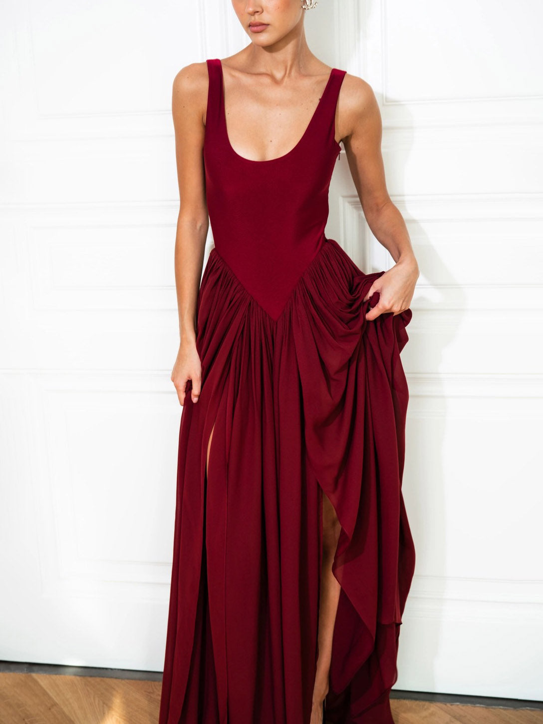 Elegant Sleeveless High Slit Maxi Dress