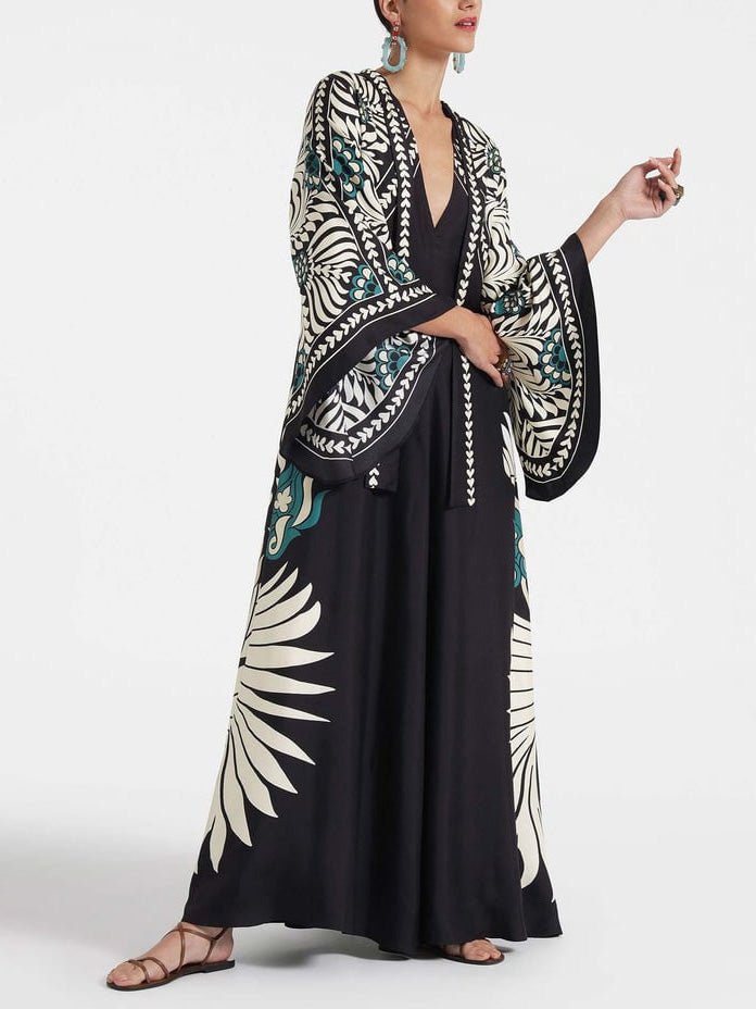Contrast Statement Floral Maxi Dress - TheBohoBloom