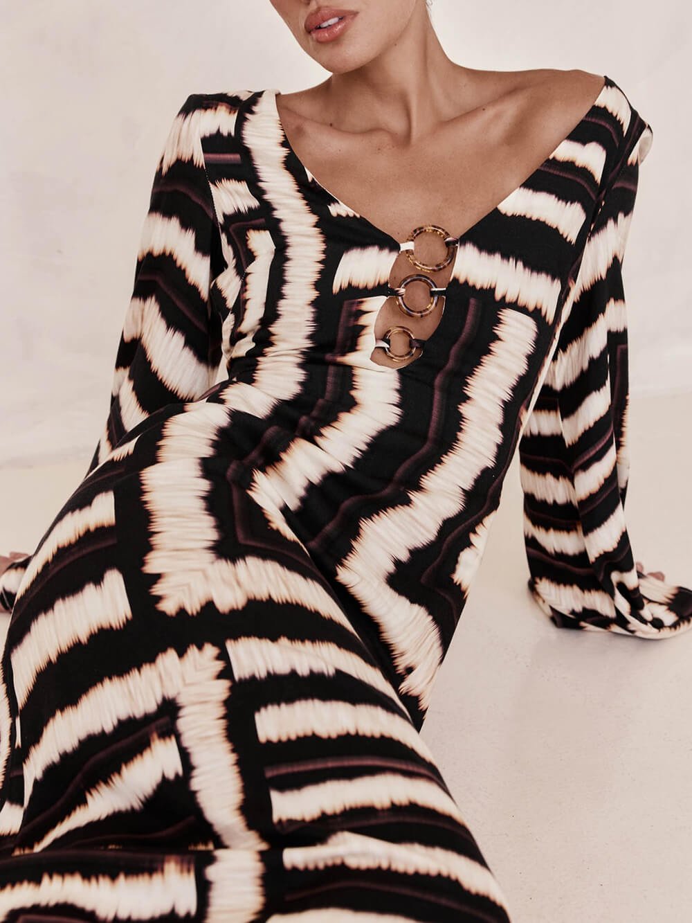 V - Tie Bohemian Ring Maxi Dress - TheBohoBloom