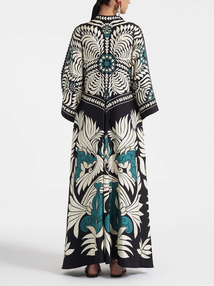Contrast Statement Floral Maxi Dress - TheBohoBloom