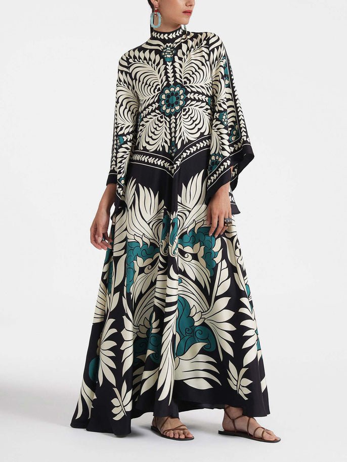 Contrast Statement Floral Maxi Dress - TheBohoBloom