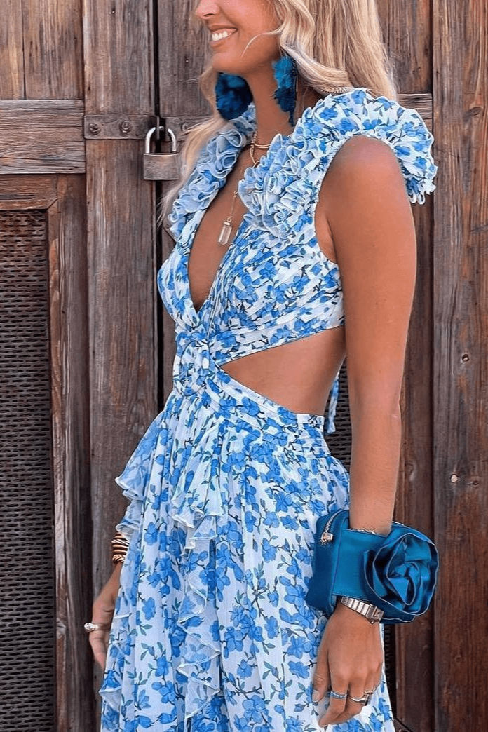 Whispering Vines Ruffle Maxi Dress - TheBohoBloom
