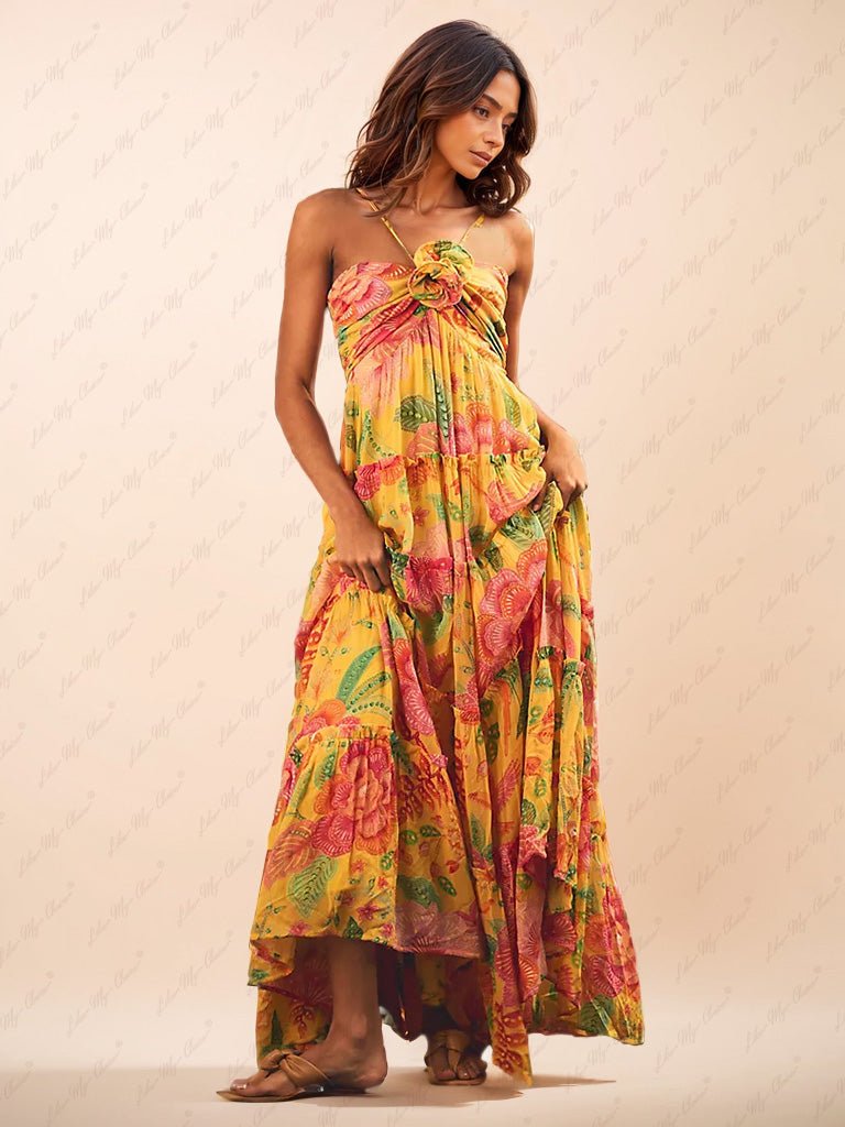 Petals Open - Back Maxi Dress - TheBohoBloom
