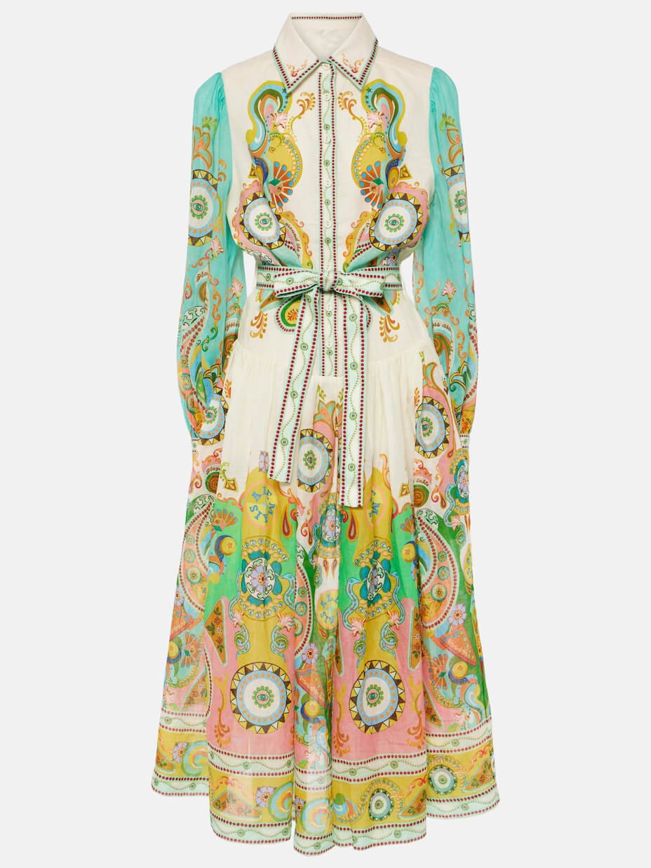 Sketch Sophisticated Puff Sleeve Midi Dress - TheBohoBloom