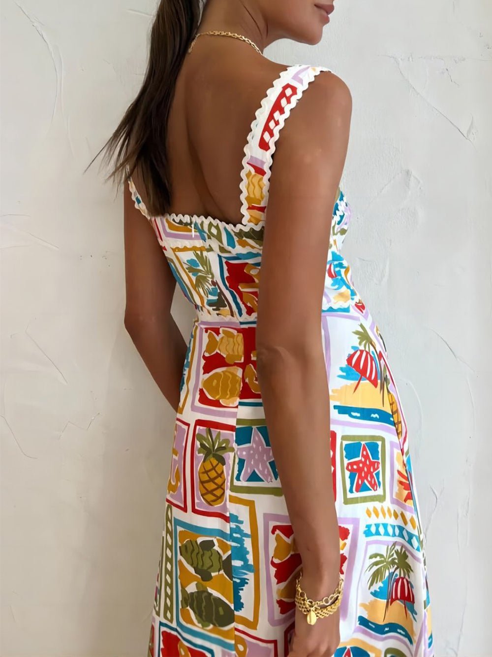 Artistic Graffiti Strap Maxi Dress - TheBohoBloom