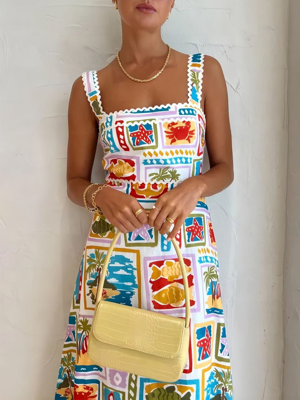 Artistic Graffiti Strap Maxi Dress - TheBohoBloom