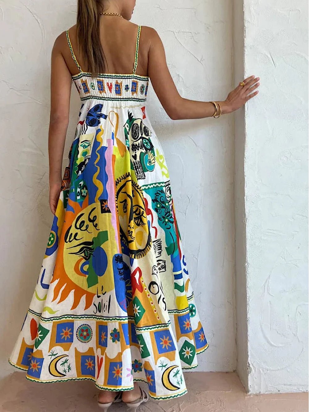 Bright Bazaar Boho Graphic Maxi Dress - TheBohoBloom