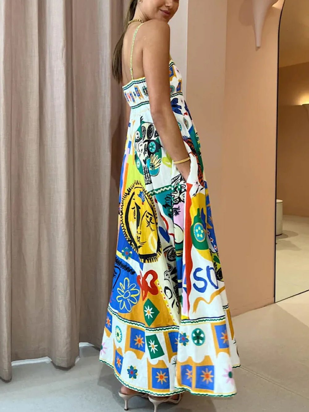 Bright Bazaar Boho Graphic Maxi Dress - TheBohoBloom