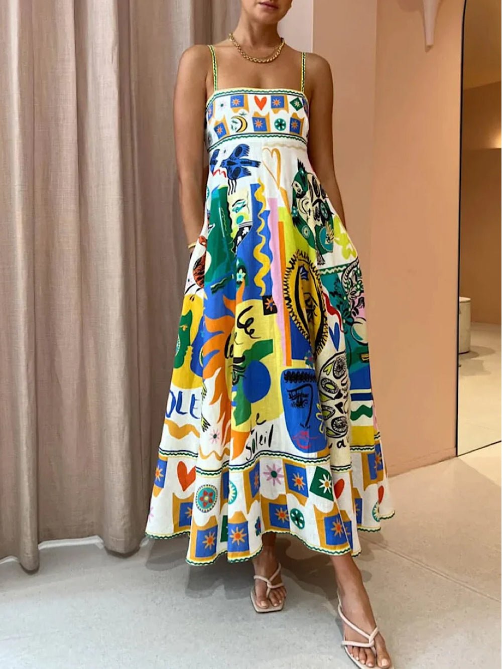 Bright Bazaar Boho Graphic Maxi Dress - TheBohoBloom