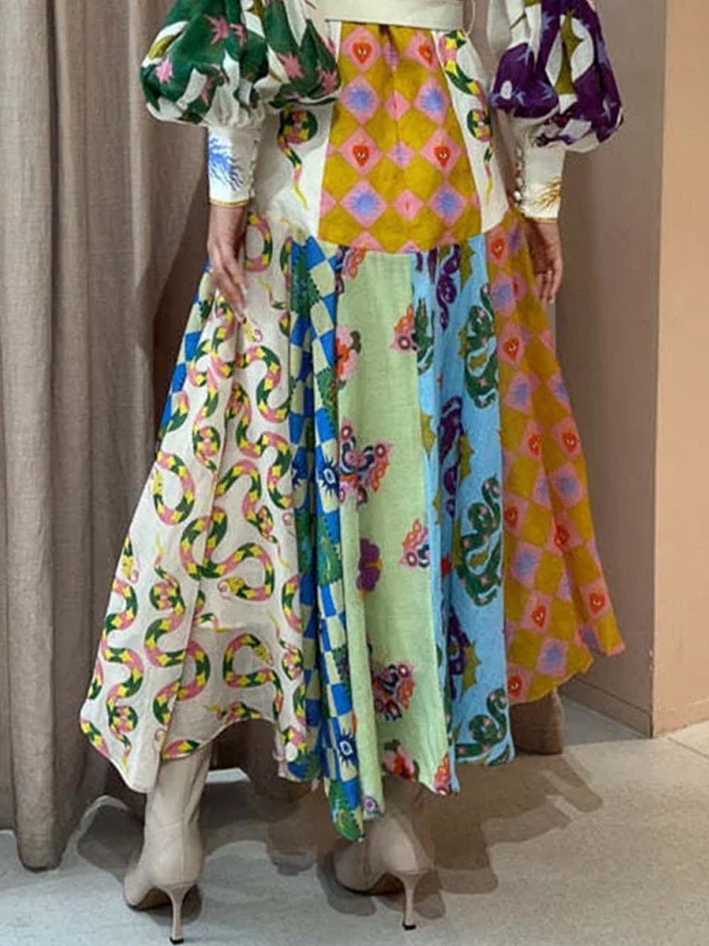 Abstract Elegance Irregular Maxi Dress - TheBohoBloom
