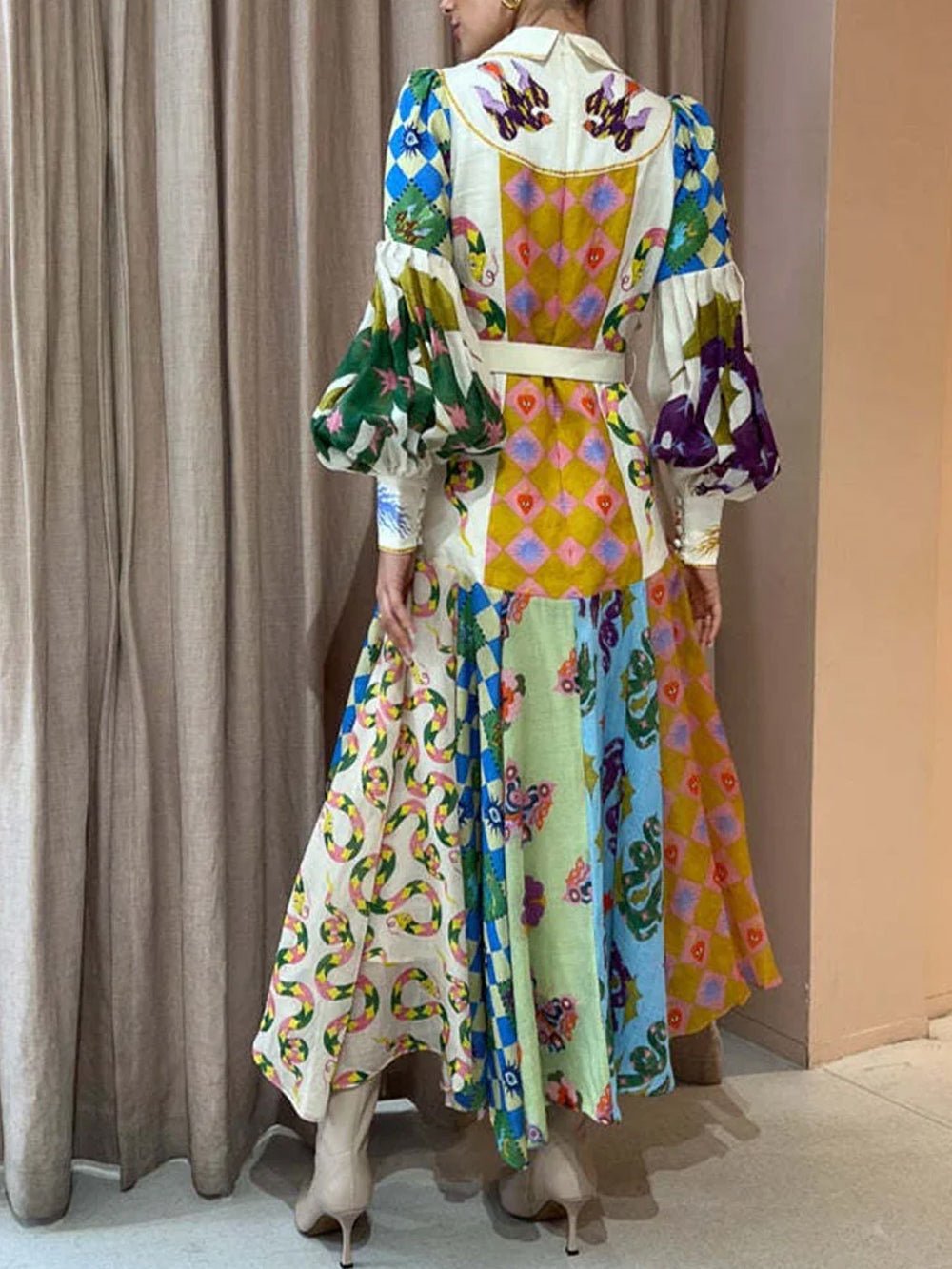 Abstract Elegance Irregular Maxi Dress - TheBohoBloom