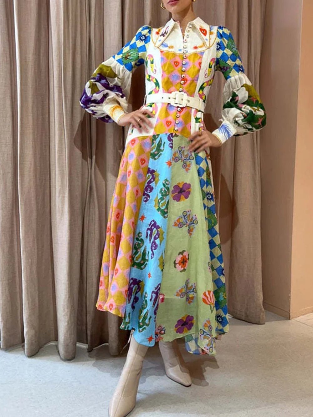 Abstract Elegance Irregular Maxi Dress - TheBohoBloom