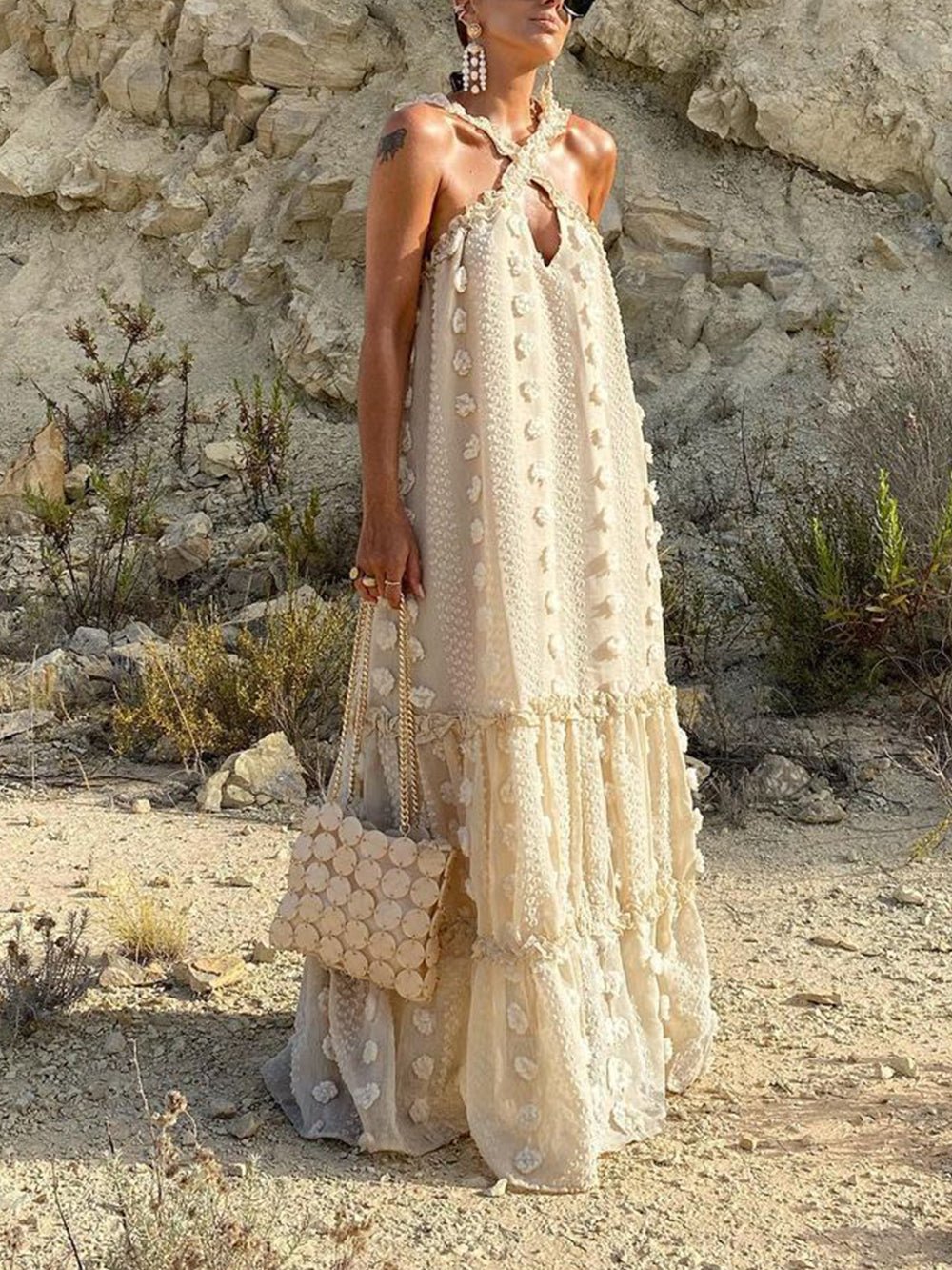 Cloud Nine Ruffle Maxi Dress - TheBohoBloom