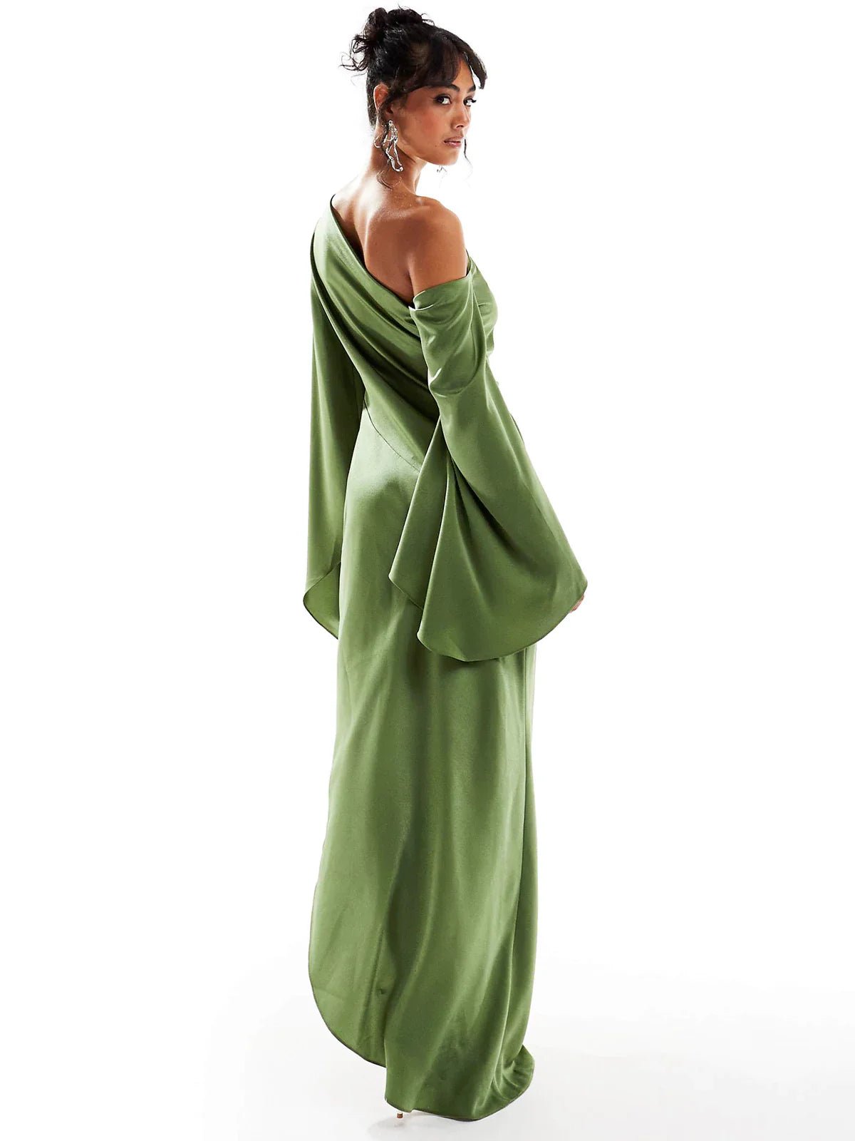 Lush Luxe Asymmetrical Satin Maxi Dress - TheBohoBloom
