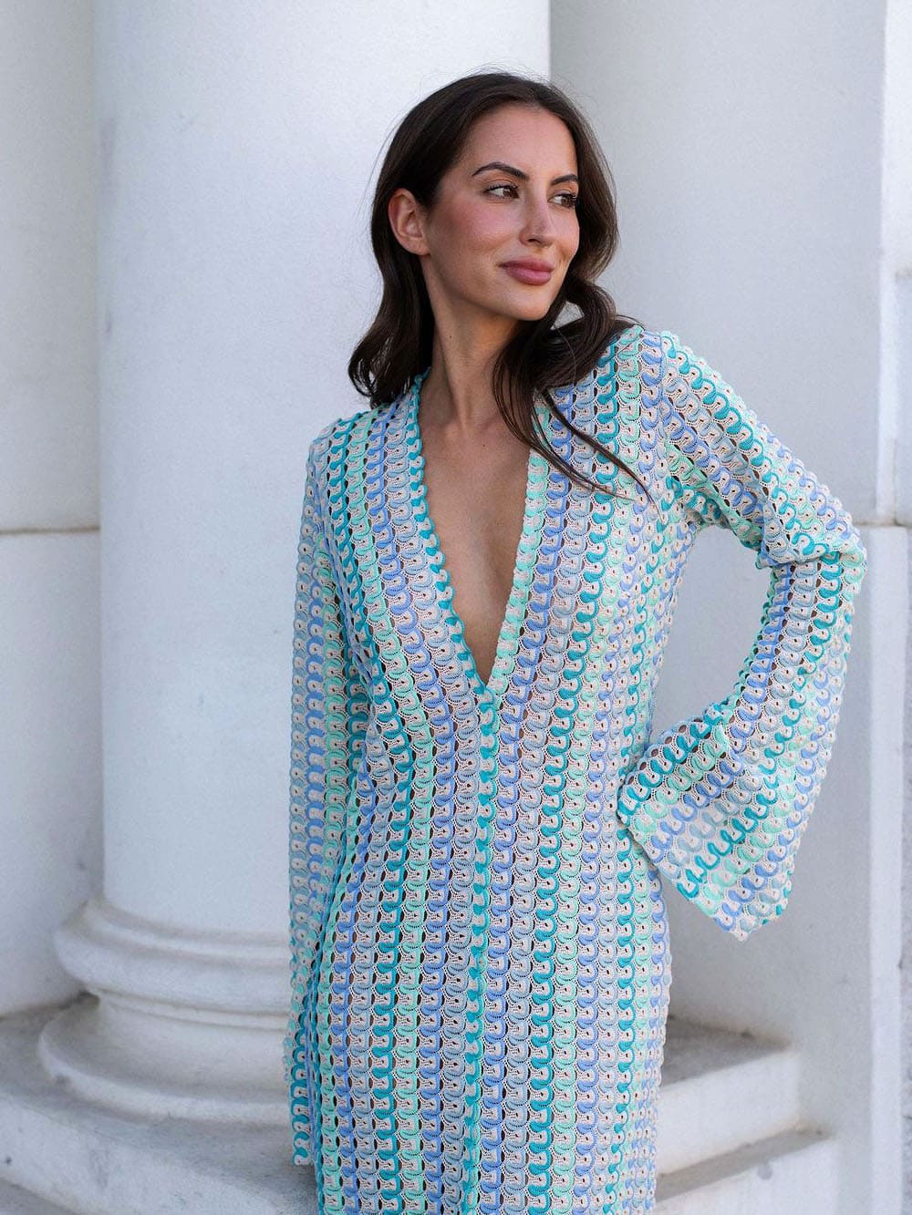 Aqua Wave Boho Beach Maxi Dress - TheBohoBloom