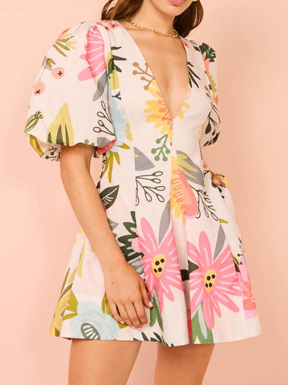 Petal Perfect Puff Sleeve Mini Dress - TheBohoBloom