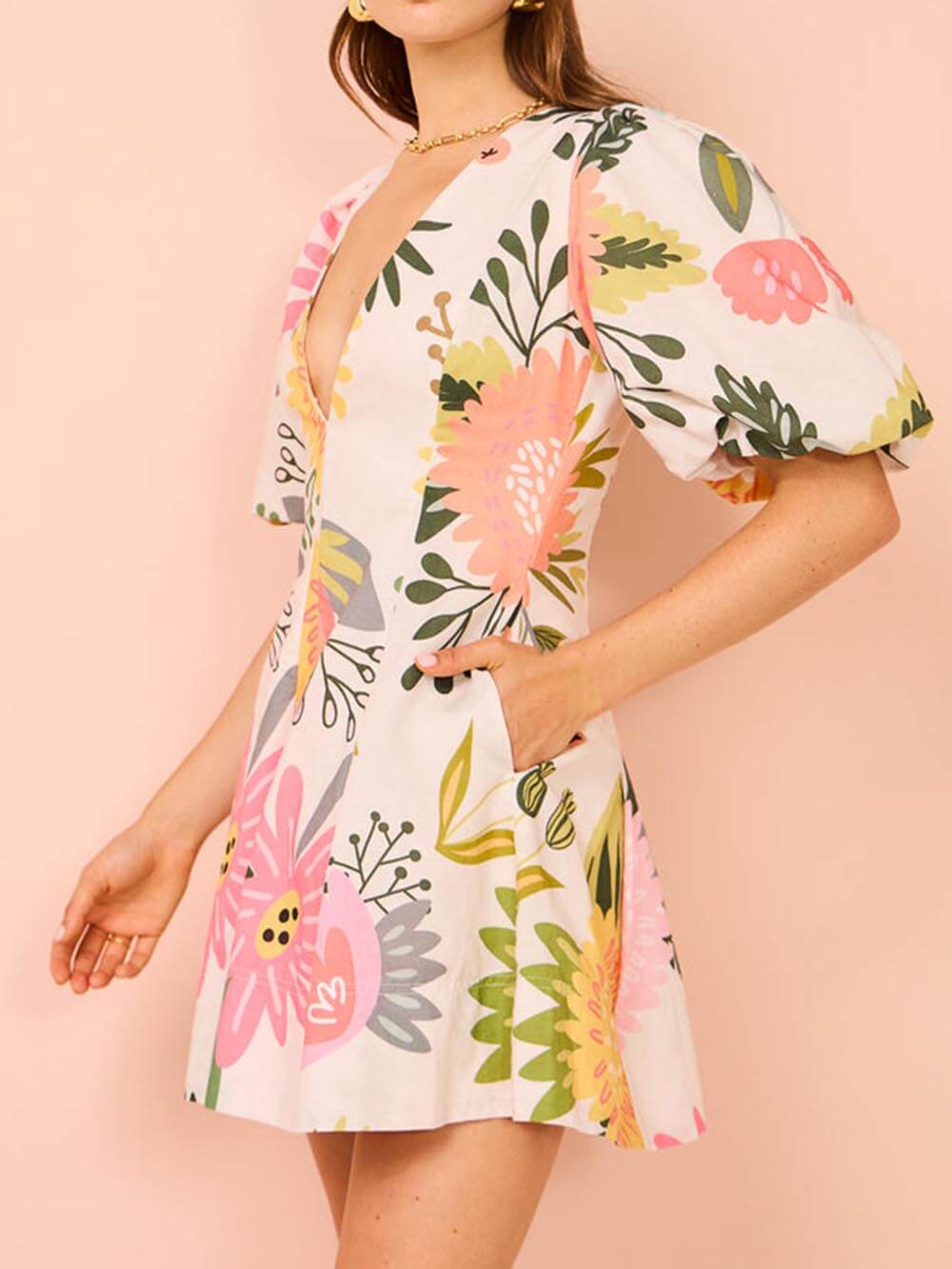 Petal Perfect Puff Sleeve Mini Dress - TheBohoBloom