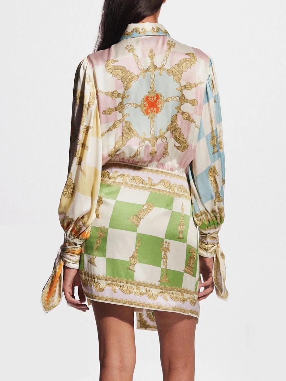 Twist of Elegance Printed Mini Dress - TheBohoBloom