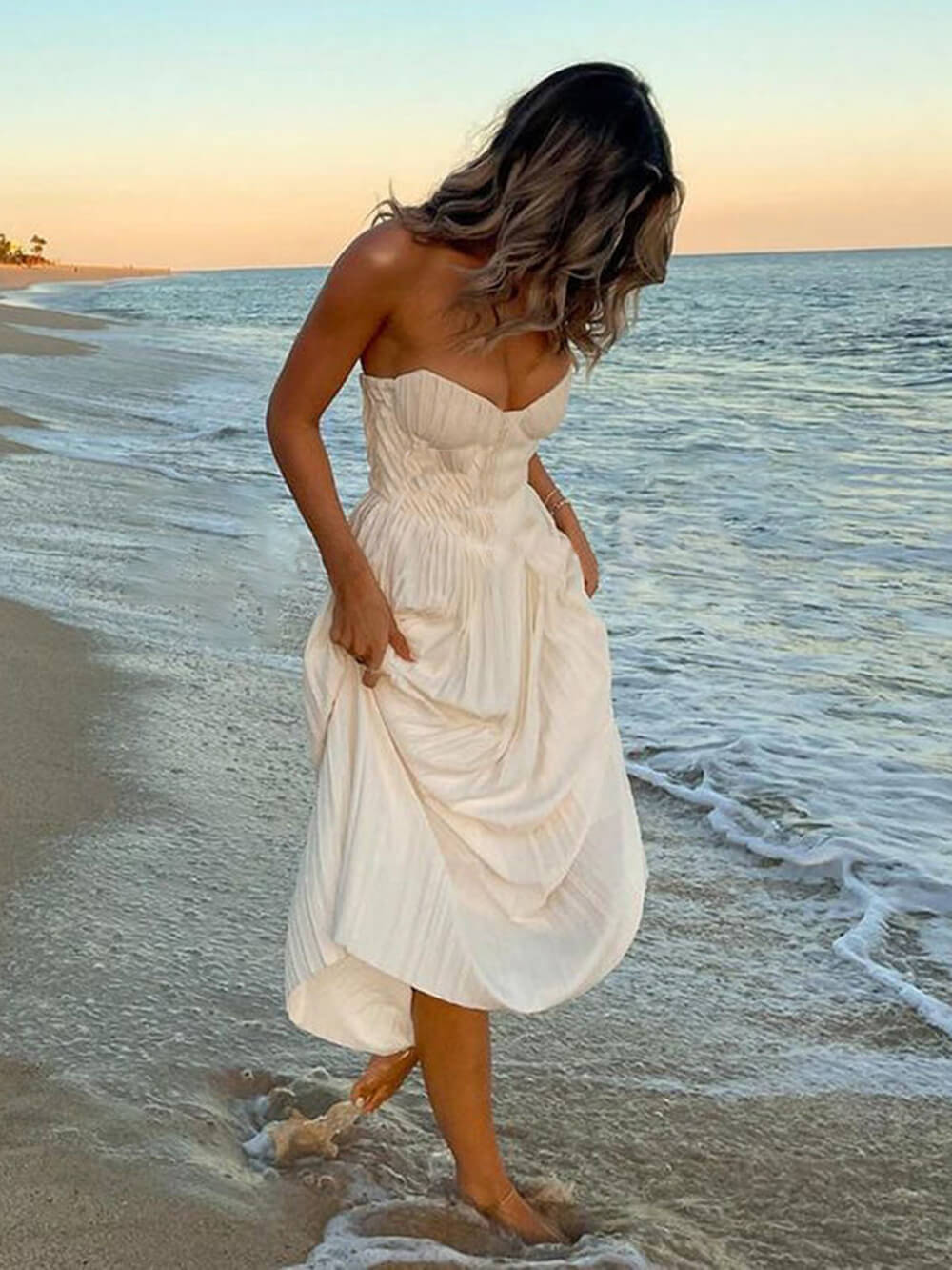Classic Strapless Pleated Maxi Dress - TheBohoBloom