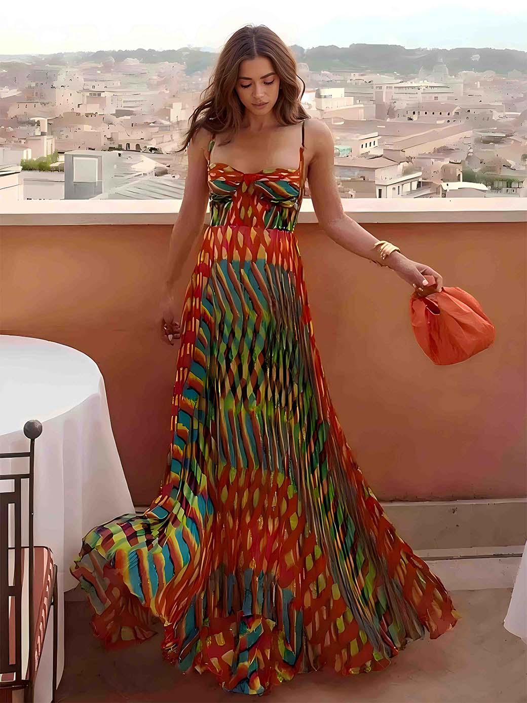 Bold Abstract Geometric A - Line Maxi Dress - TheBohoBloom