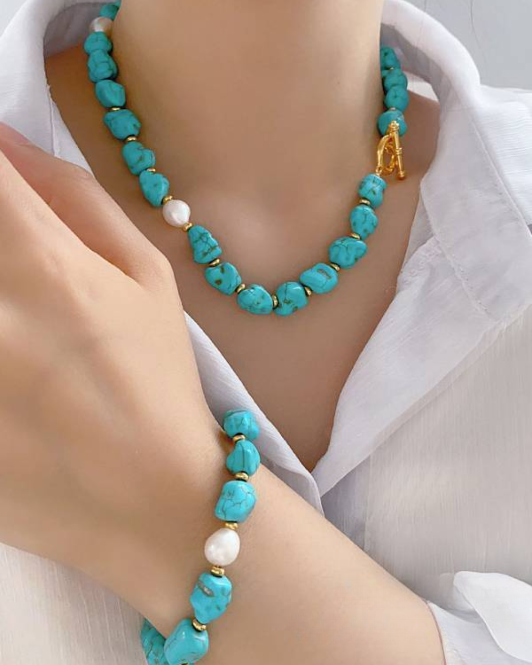 Raw Earth & Sea Necklace and Bracelet