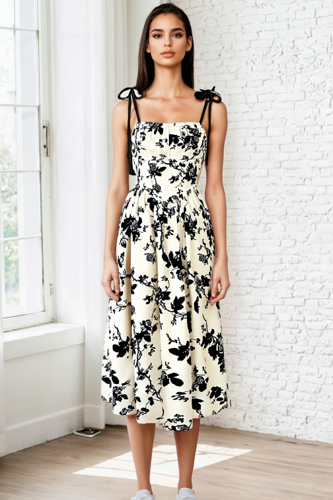Inkwash Petal Romance Midi Dress