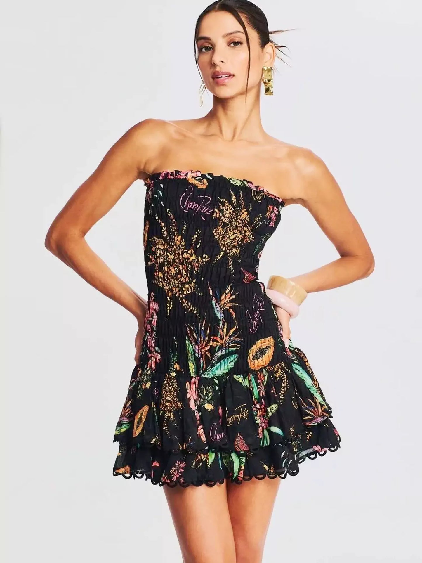 Sweetheart Ruffle Hem Corset Mini Dress - TheBohoBloom