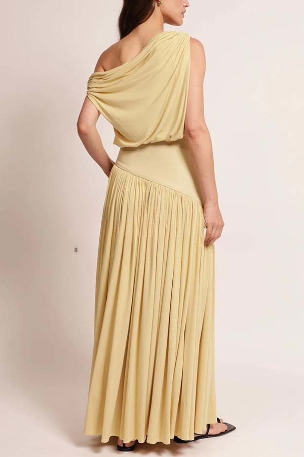 Luminous Flow Draped Maxi Dress