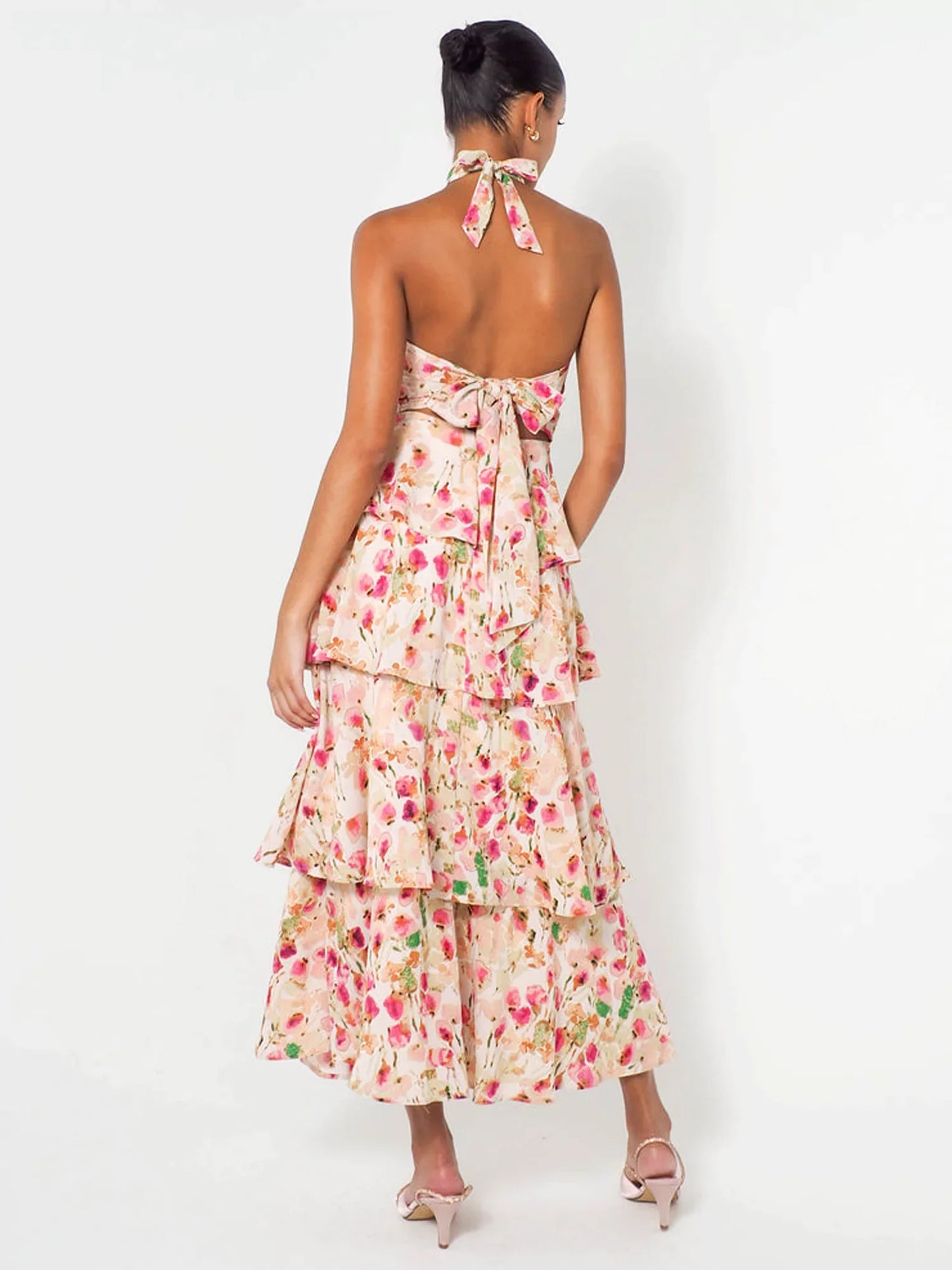 Garden Ruffle Halterneck Maxi Dress - TheBohoBloom
