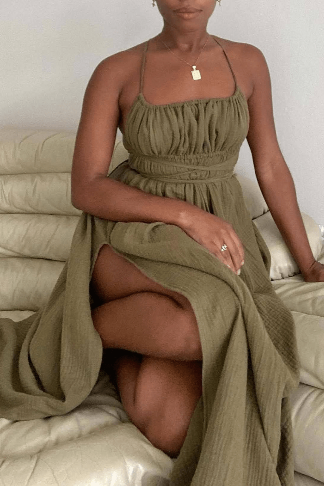 Earthbound Grace Side Slit Maxi Dress - TheBohoBloom