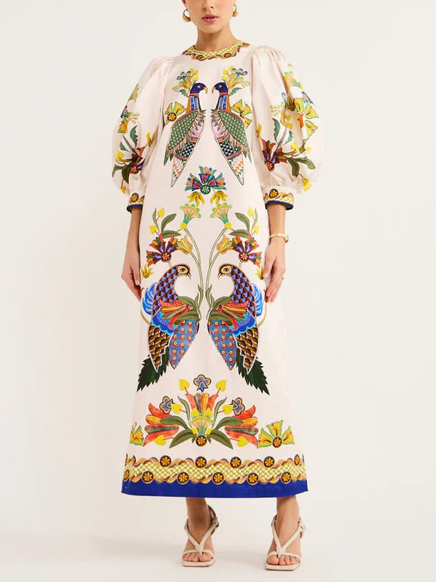 Ornate Oasis Midi Dress - TheBohoBloom