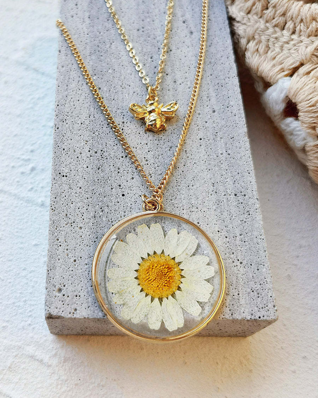 Sweet Meadow Bee & Flower Necklace
