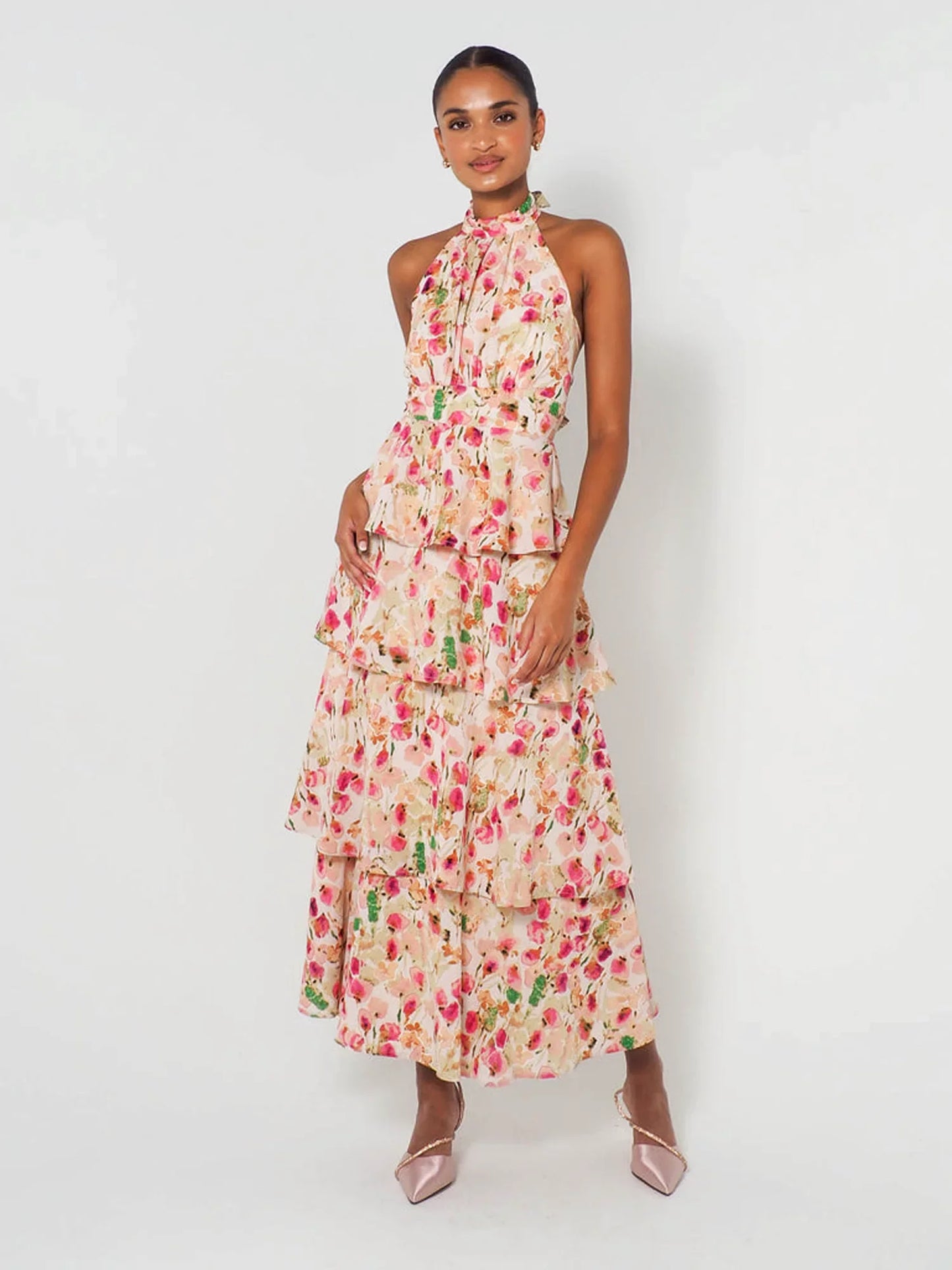 Garden Ruffle Halterneck Maxi Dress - TheBohoBloom