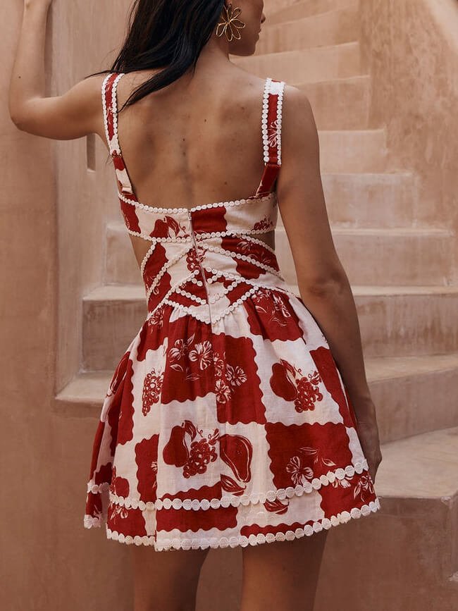 Cutout Unique Floral Mini Dress - TheBohoBloom
