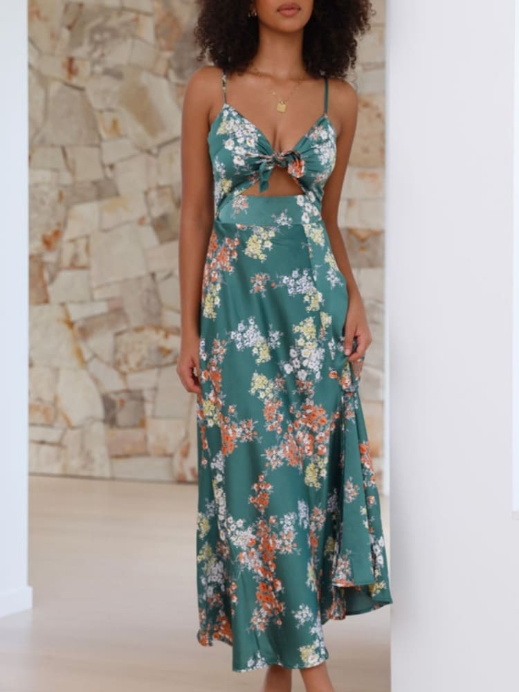 Fleur Charm Cutout Midi Dress - TheBohoBloom
