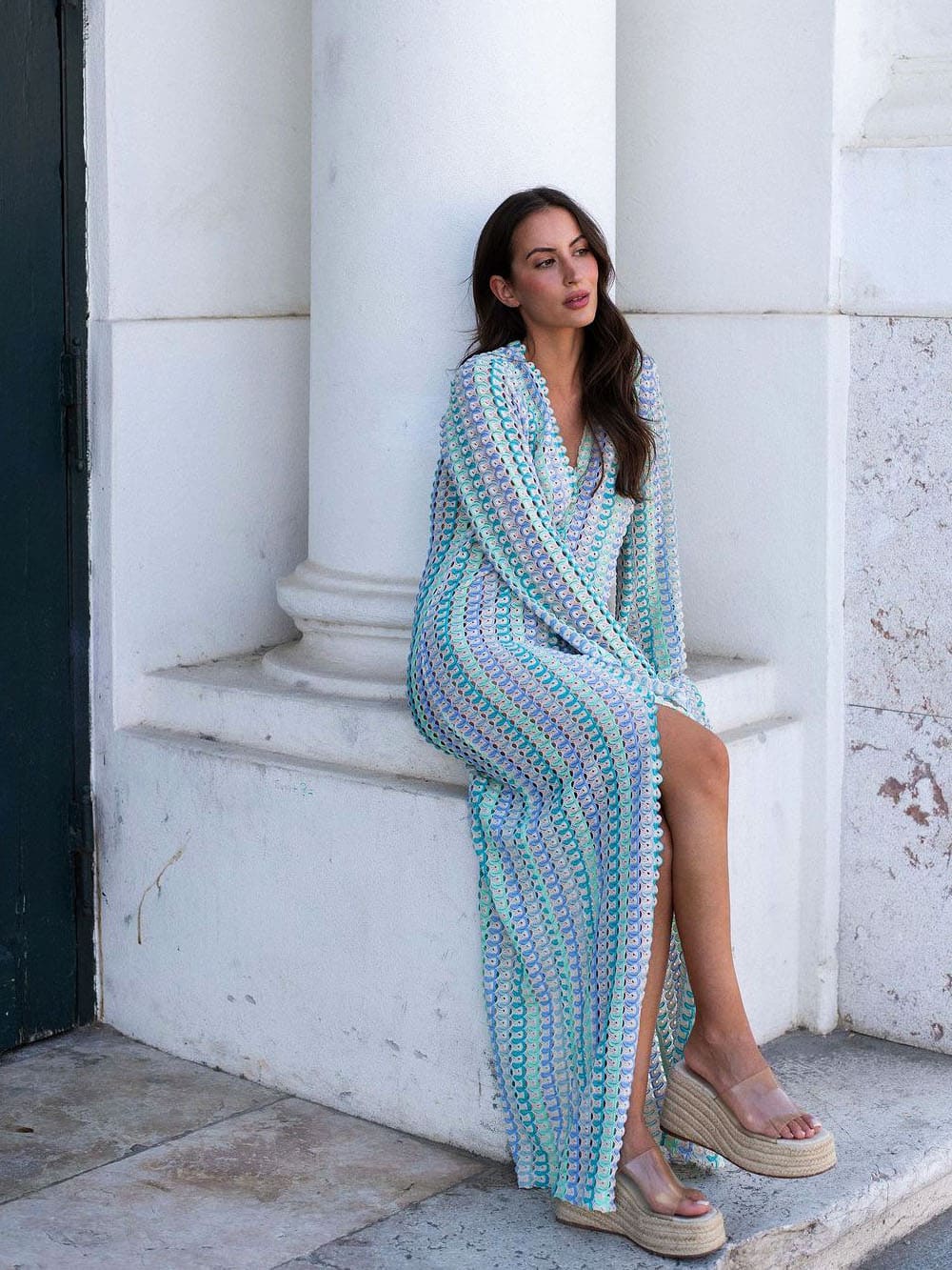 Aqua Wave Boho Beach Maxi Dress - TheBohoBloom