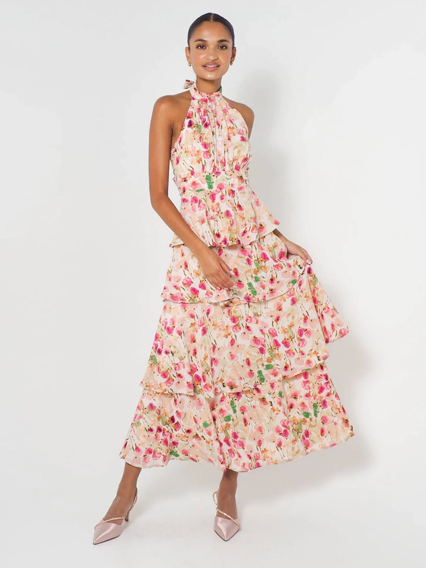 Garden Ruffle Halterneck Maxi Dress - TheBohoBloom