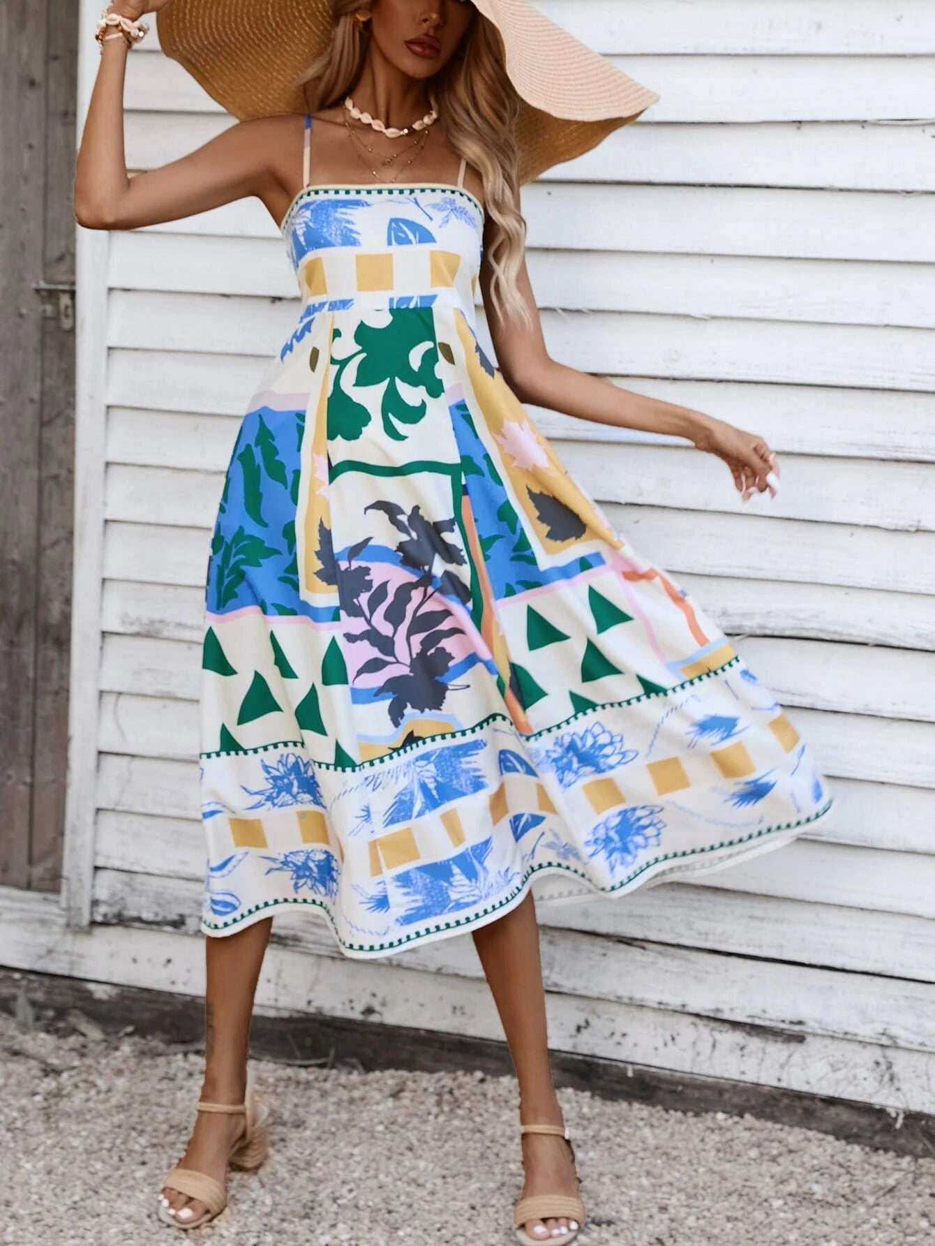 Vibrant Vision Patchwork Midi Dress - TheBohoBloom