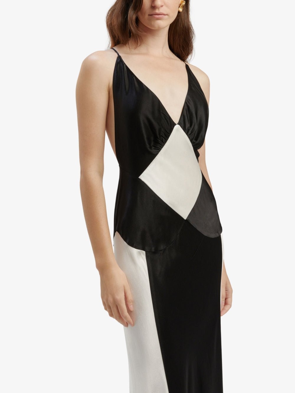 Monochrome Muse Satin Maxi Dress - TheBohoBloom