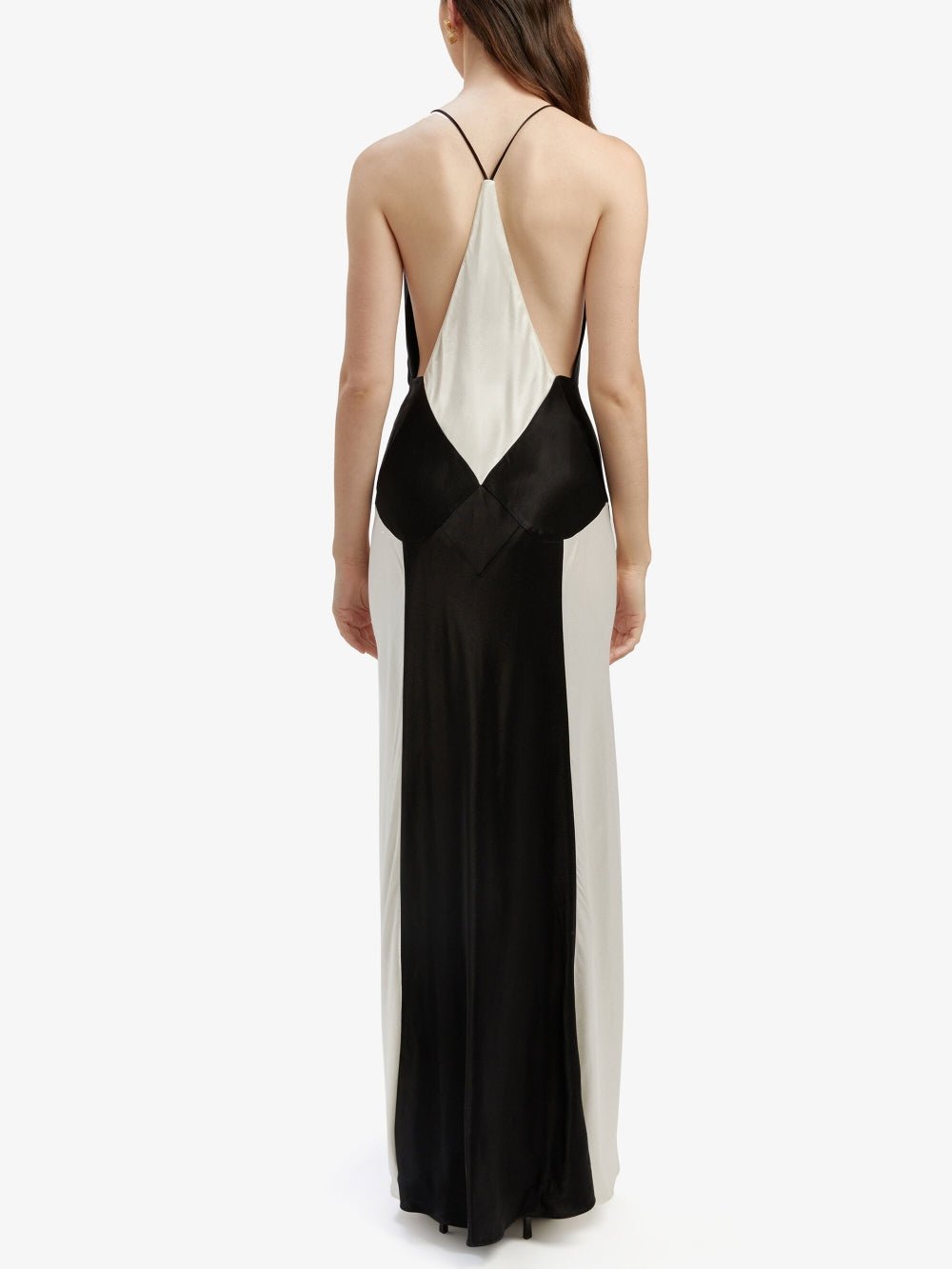 Monochrome Muse Satin Maxi Dress - TheBohoBloom