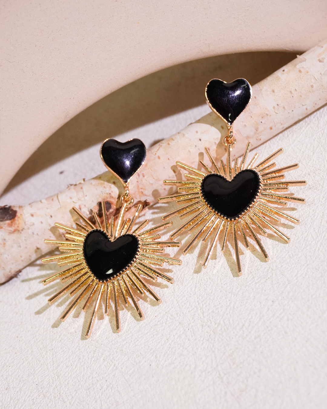 Midnight Thornburst Heart Earrings