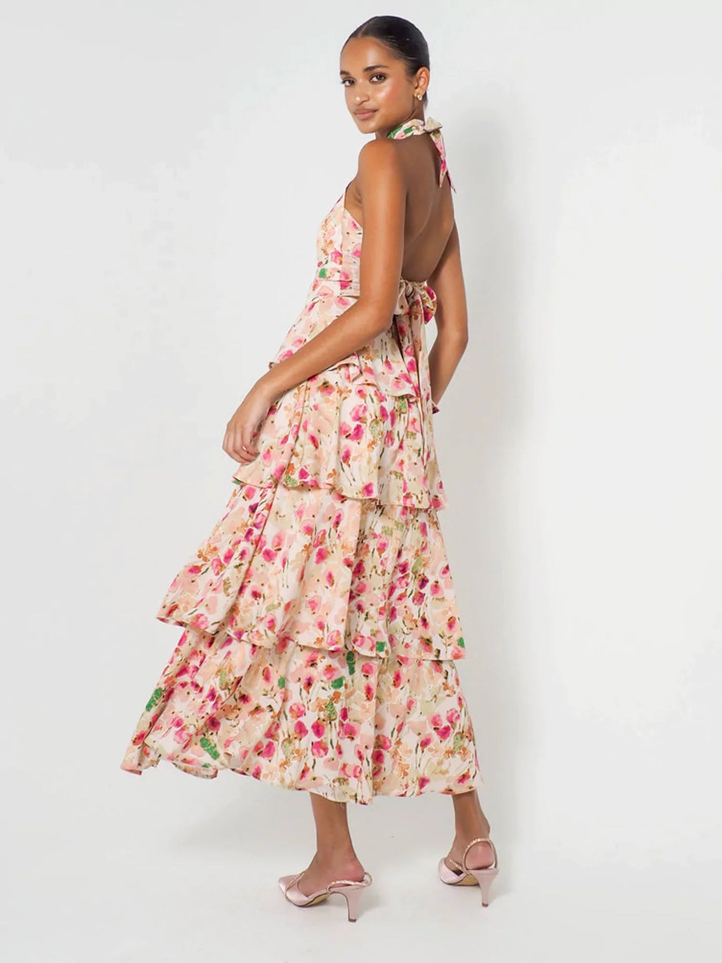 Garden Ruffle Halterneck Maxi Dress - TheBohoBloom