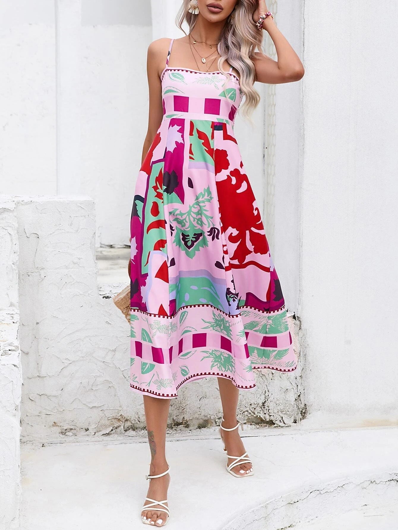 Vibrant Vision Patchwork Midi Dress - TheBohoBloom