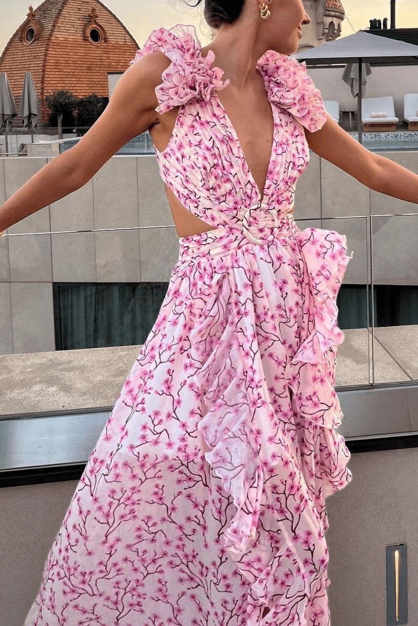 Whispering Vines Ruffle Maxi Dress - TheBohoBloom