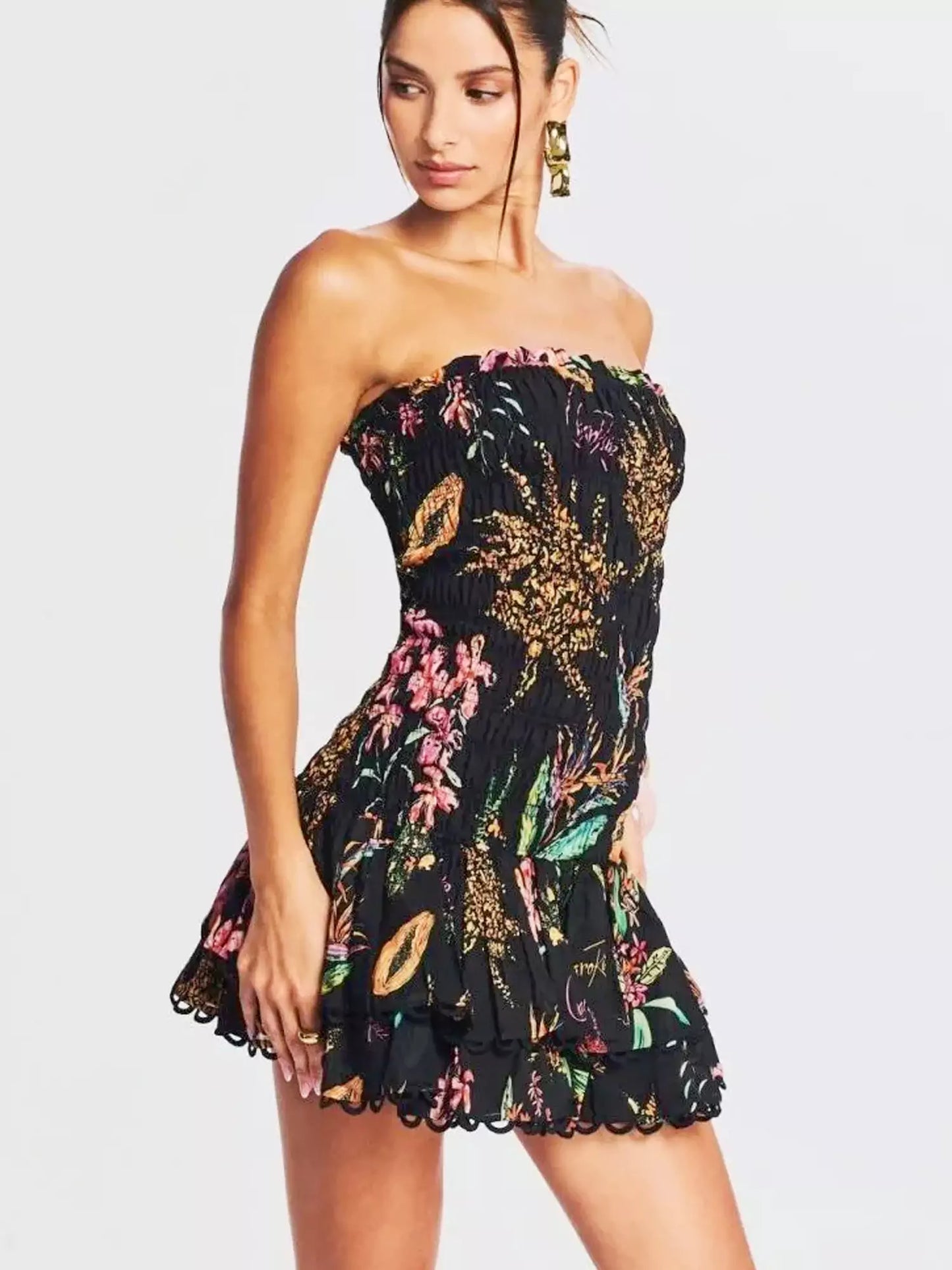 Sweetheart Ruffle Hem Corset Mini Dress - TheBohoBloom