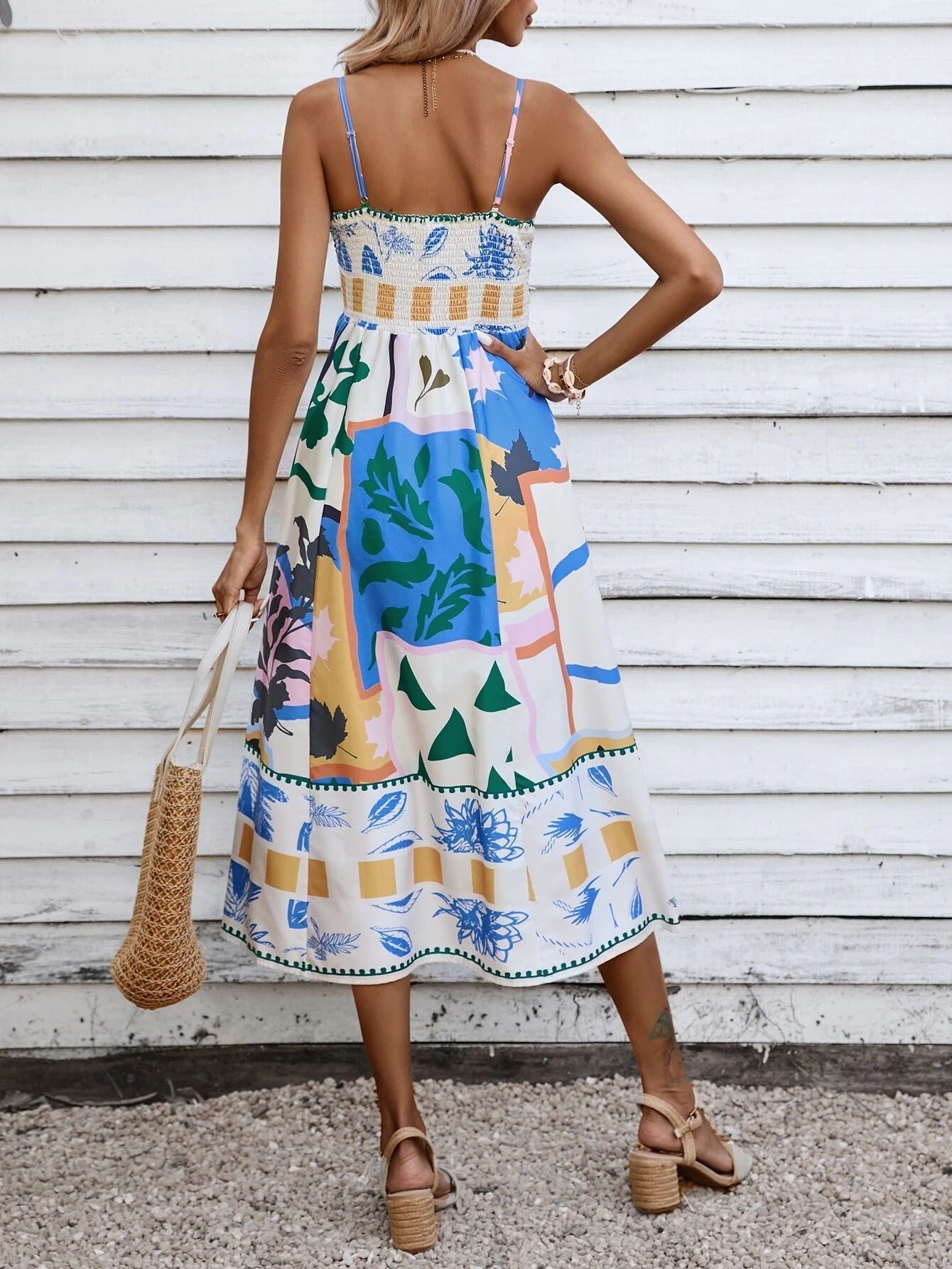 Vibrant Vision Patchwork Midi Dress - TheBohoBloom